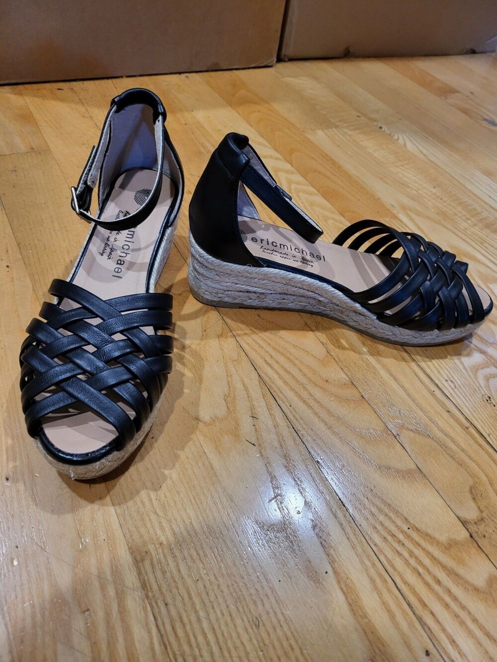 Eric Michael Women Colleen Marilyn Black Open Toe Espadrilles US 6 / EU 36 NEW